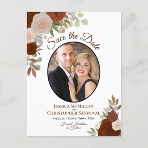 Postal De Anuncios Elegantes Rosas Naranjas y matrimonio fotográfico