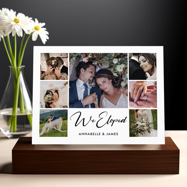 Postal De Anuncios Elegimos Boda Collage de fotos elegante (Subido por el creador)