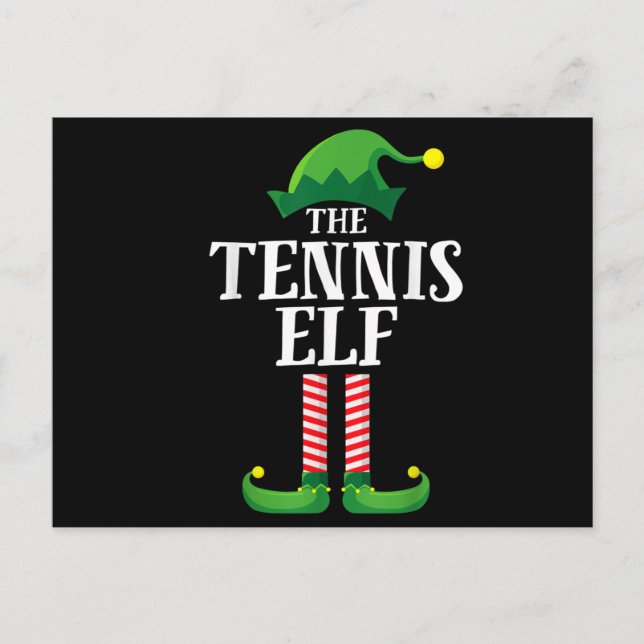 Postal De Anuncios Elfo del Tenis Grupo Familiar Navideño (Anverso)