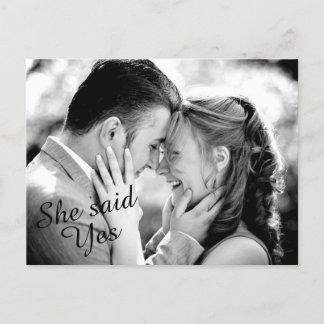 Postal De Anuncios Ella dijo Sí Fancy Photo Save the Date - negro