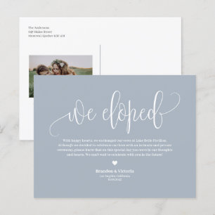 Postal De Anuncios Elopement Boda de guión de Bonito azul turbio