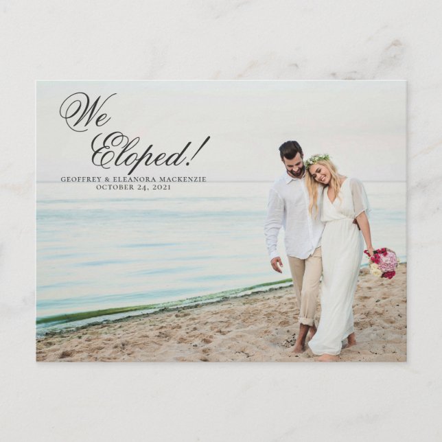 Postal De Anuncios Elopement Tropical Pineapple Watercolor Boda (Anverso)