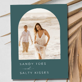 Postal De Anuncios Emerald Green Photo Beach Wedding Save the Date