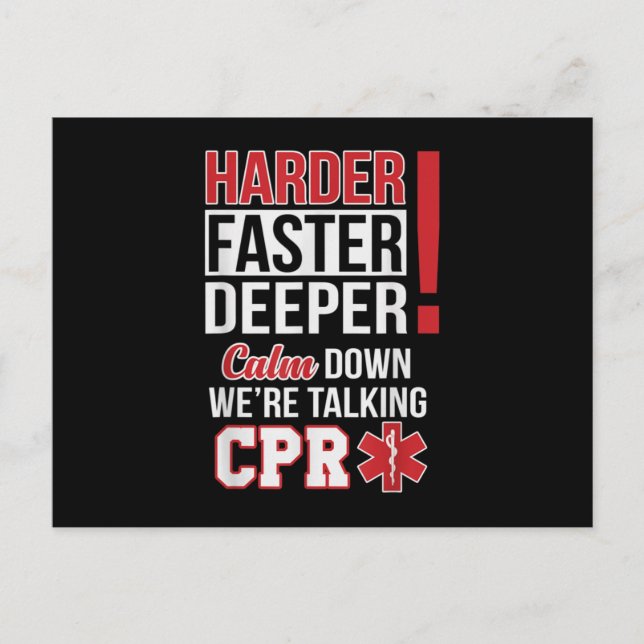Postal De Anuncios EMS Harder Faster Deeper CPR EMT Medic Nurse (Anverso)