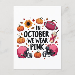 Postal De Anuncios En octubre usamos fútbol de cáncer de mama rosado