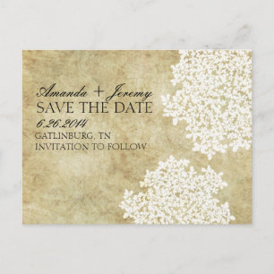 Postal De Anuncios Encaje Blanco Vintage Save the Date de la Reina An