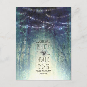 Postal De Anuncios Enchated Forest String Lights Save the Date