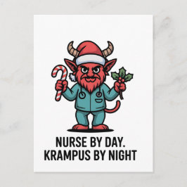 Postal De Anuncios Enfermera de día, Krampus de noche, Enfermera 