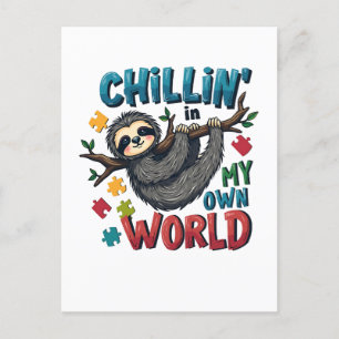 Postal De Anuncios Enfriándome en mi mundo Sloth Conciencia del Autis