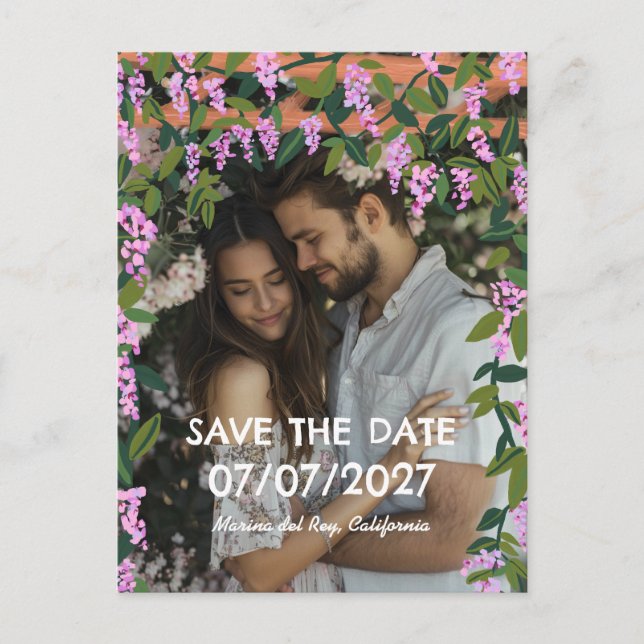 Postal De Anuncios Enredaderas de Wisteria Floral Foto Personalizada  (Anverso)