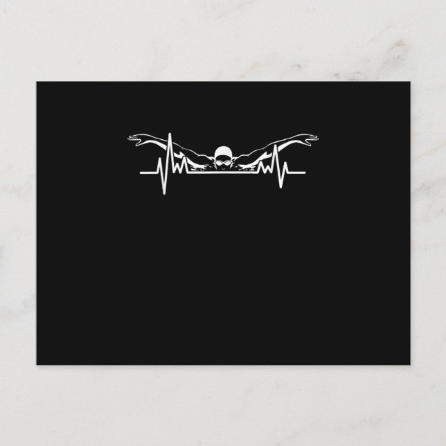 Postal De Anuncios Equipo De Natación Latido De Corazón Nadadora Muje (Anverso)