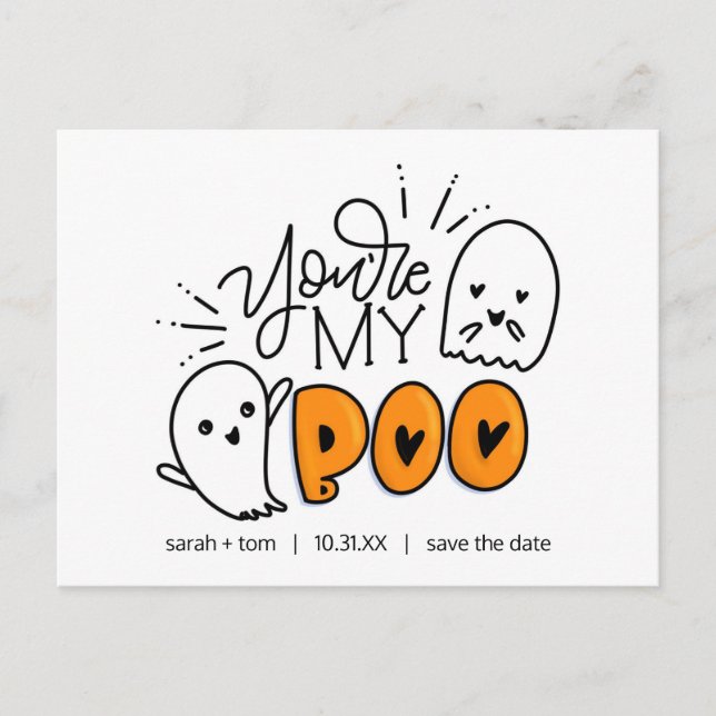 Postal De Anuncios Eres mi novio - Halloween Guardar la fecha (Anverso)