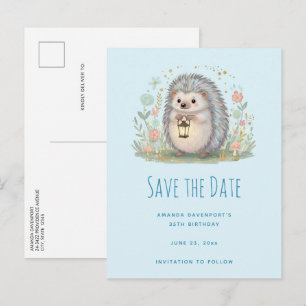 Postal De Anuncios Erizo lindo con linterna