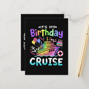 Postal De Anuncios Es Mi Cumpleaños Crucero Tie Dye Vacaciones Viaje