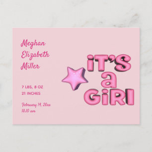 Postal De Anuncios Es un Chica con un Personalizado estrella rosada 3