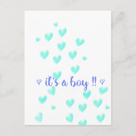 Postal De Anuncios ES UN NIÑO - Diseño de corazones de acuarela Teel 