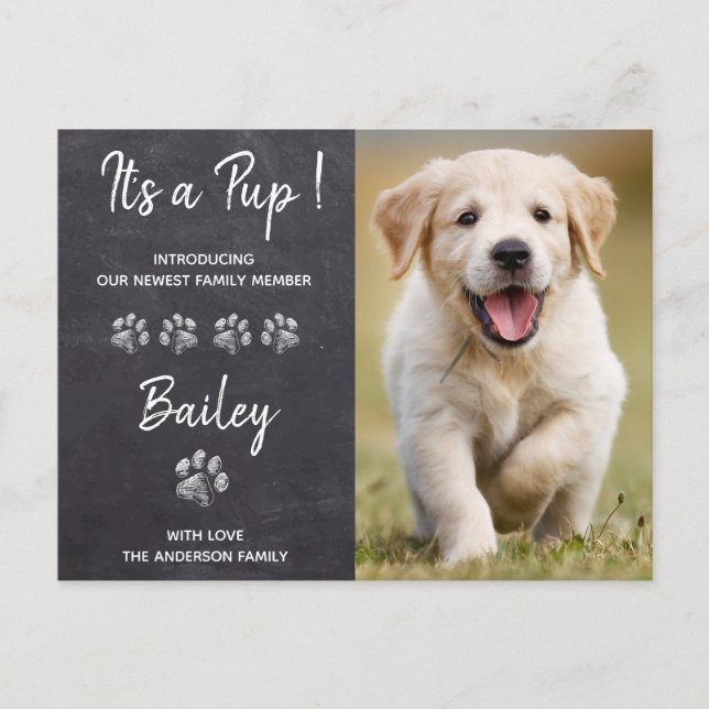 Postal De Anuncios Es un perro de cachorro nuevo Mascota (Anverso)