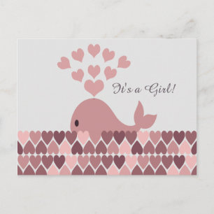 Postal De Anuncios ¡Es una niña! Ballena rosa linda