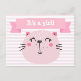 Postal De Anuncios ¡Es una niña! | Gatito Rosa Adorable