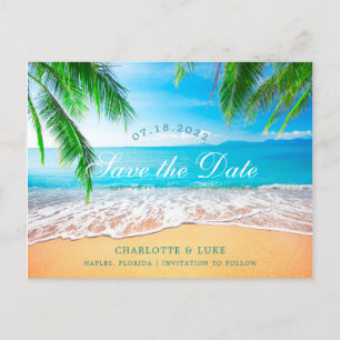 Postal De Anuncios Escena de playa Guardar la fecha