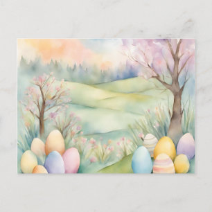 Postal De Anuncios Escena de primavera Pastel de color de agua