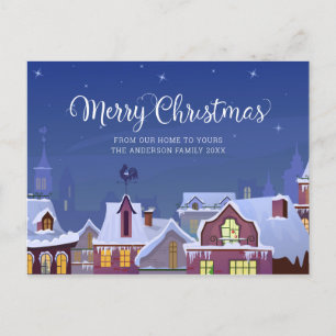 Postal De Anuncios Escena invernal de Navidad en tejados Fiestas