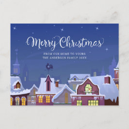 Postal De Anuncios Escena invernal de Navidad Tejados Fiestas
