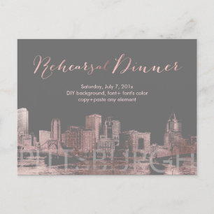 Postal De Anuncios Escenario de la cena Rosa Oro Pittsburgh Skyline