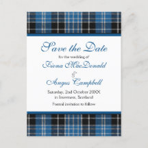 Escocés Clarke Clark Tartan Wedding Save the Date