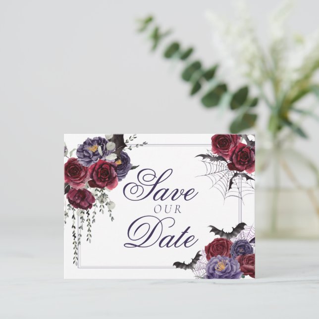 Postal De Anuncios Espeluznantemente Hermoso | Rosas Góticas con Boda (Anverso de pie)