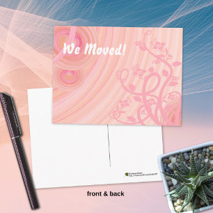 Postal De Anuncios Espirales de melocotón, filigrana y flores
