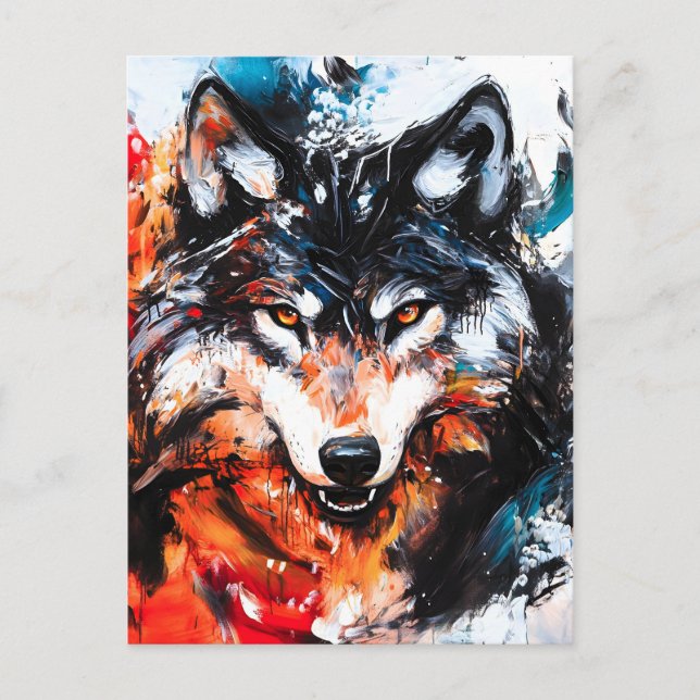 Postal De Anuncios Espíritu de lobo salvaje abstracto (Anverso)
