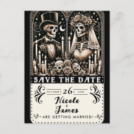 Postal De Anuncios Esqueletos de Tarot Novia Novio Boda Guardar la Fe