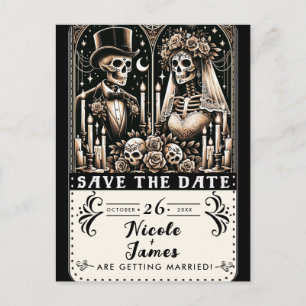Postal De Anuncios Esqueletos de Tarot Novia Novio Boda Guardar la Fe