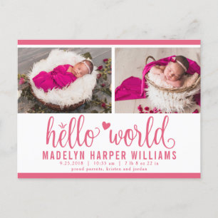 Postal De Anuncios Estadísticas de nacimiento de foto de hola mundo d