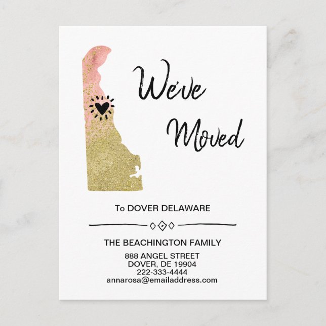 Postal De Anuncios *~* ESTADO DELAWARE Glitter Peach Moving (Anverso)