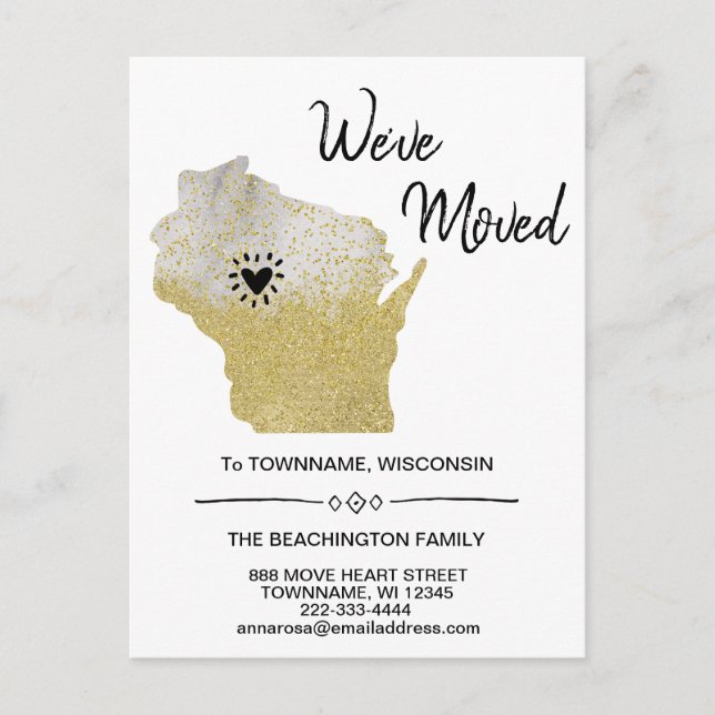 Postal De Anuncios *~* ESTADO WISCONSIN Nueva Dirección de Hogar Muda (Anverso)