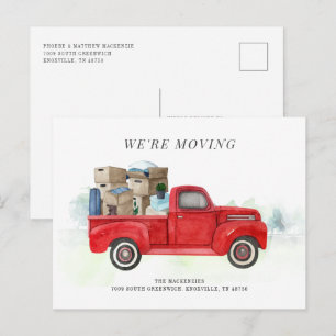 Postal De Anuncios Estamos cambiando de dirección Camión Rojo