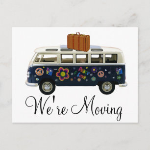 Postal De Anuncios Estamos moviendo a Retro Van Notification