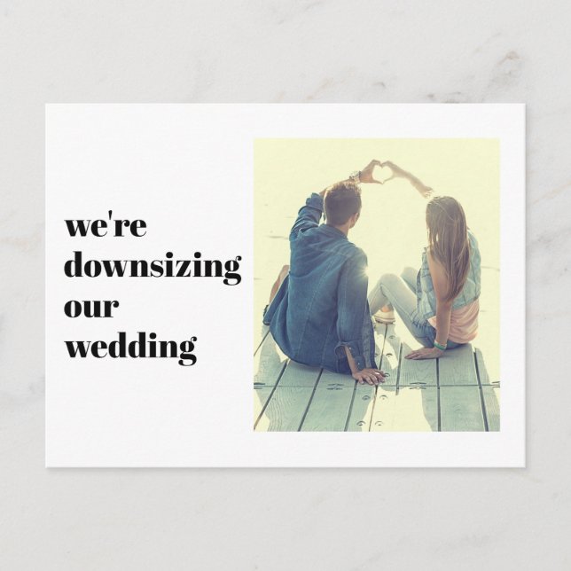 Postal De Anuncios Estamos reduciendo nuestra boda Foto moderna (Anverso)
