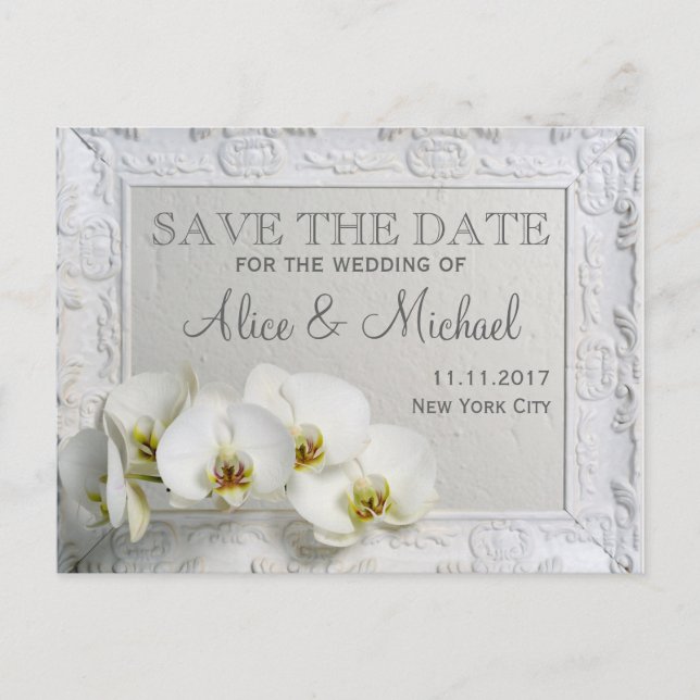 Postal De Anuncios Estilo de boda elegante Guarde la fecha (Anverso)