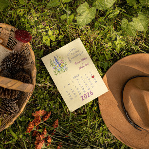 Postal De Anuncios Estilo de calendario Boda Guardar la fecha Julio