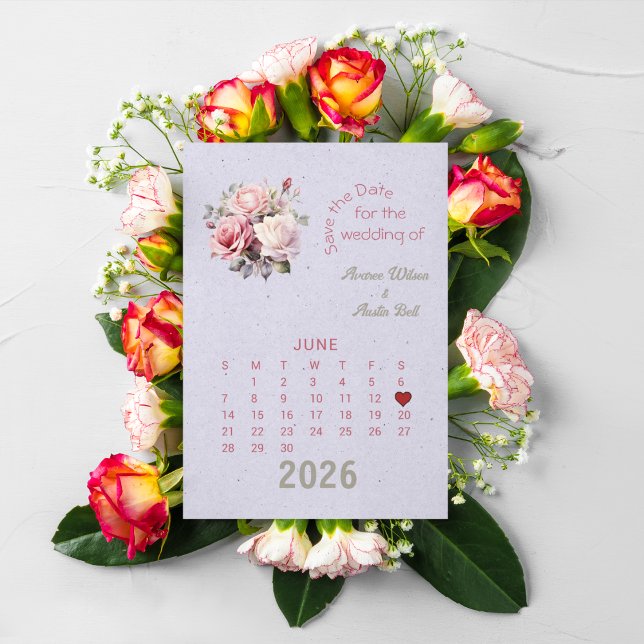 Postal De Anuncios Estilo de calendario Boda Guardar la fecha Junio (Subido por el creador)
