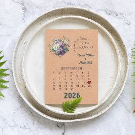 Postal De Anuncios Estilo de calendario Boda Guardar la fecha Septiem