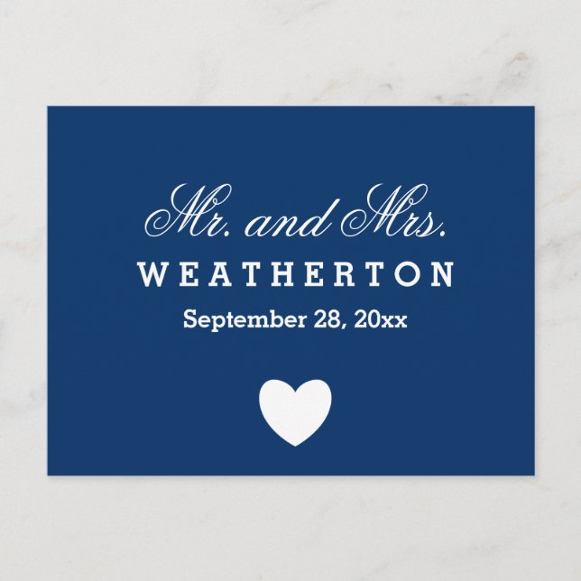 Postal De Anuncios Estilo Simple Sr. y Sra. Nombres de Boda Fecha B07 (Anverso)
