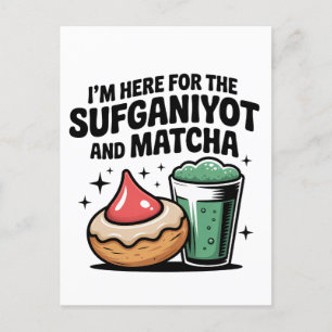 Postal De Anuncios Estoy Aquí Por Sufganiyot Y Matcha Hanukkah Jew