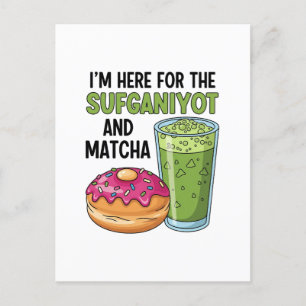 Postal De Anuncios Estoy Aquí Por Sufganiyot Y Matcha Hanukkah Judío