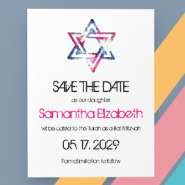 Postal De Anuncios Estrella artística de David Bar Bat Mitzvah Salvar