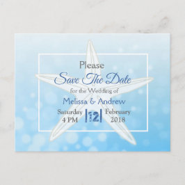 Postal De Anuncios Estrella Azul de Mar Boda con Tema de Playa Guarda