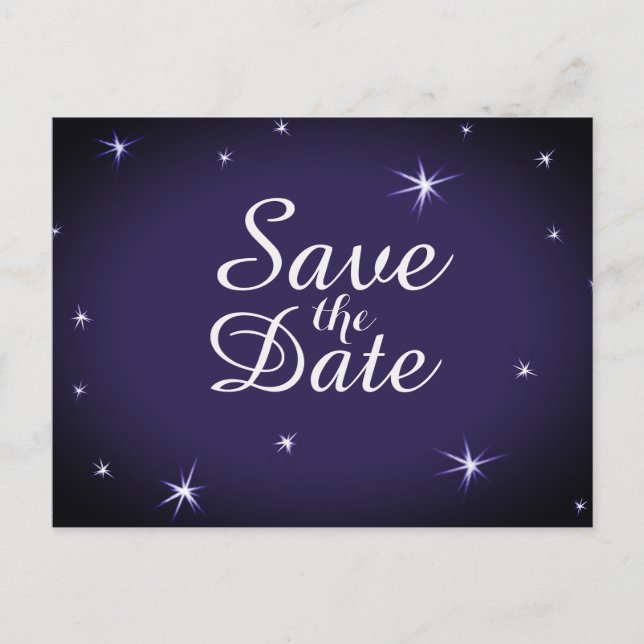 Postal De Anuncios Estrella Bonita Salva la Fecha Estrellas Blancas e (Anverso)